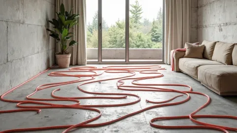 Salon 30 m2 ile pętli podłogówki