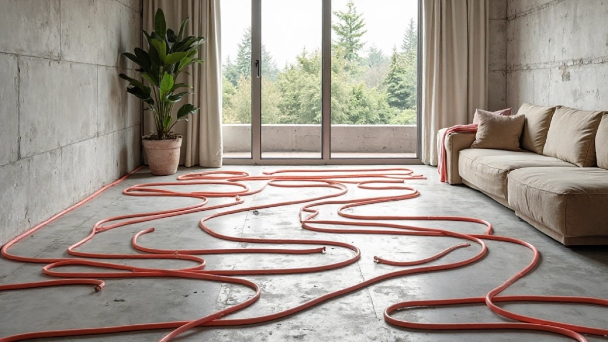 Salon 30 m2 ile pętli podłogówki