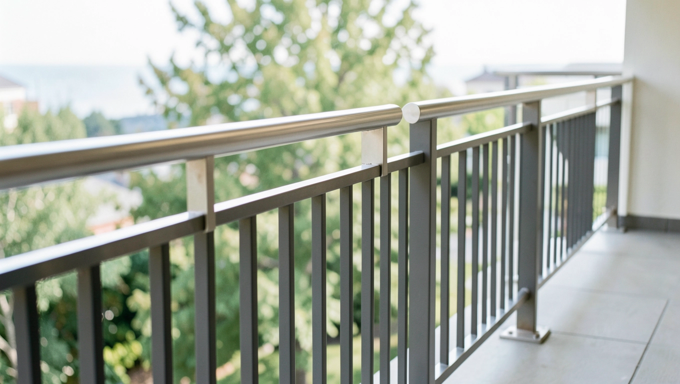 Balustrady aluminiowe z wstawkami inox na balkon