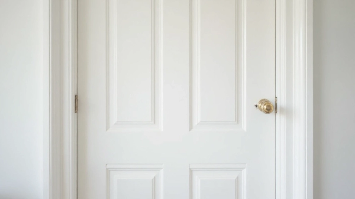 Białe drzwi i drewniane listwy przypodłogowe