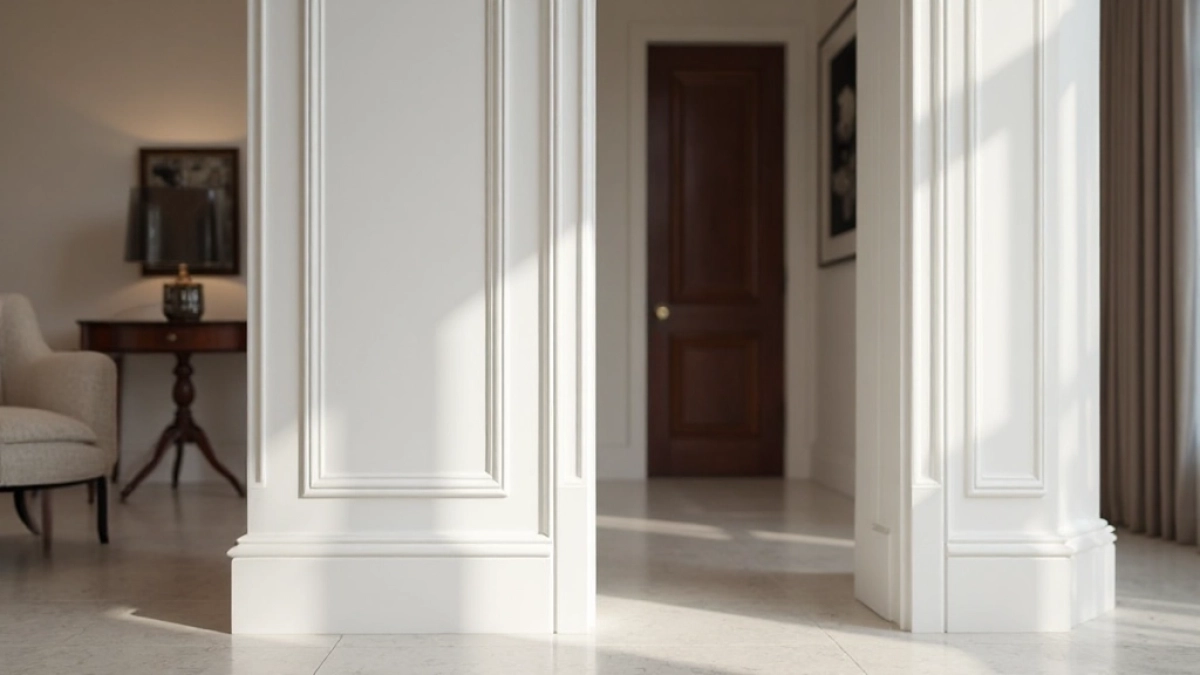 białe listwy przypodłogowe ciemne drzwi