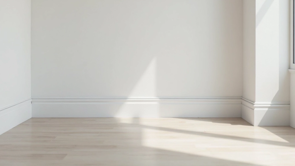 Białe listwy przypodłogowe w salonie