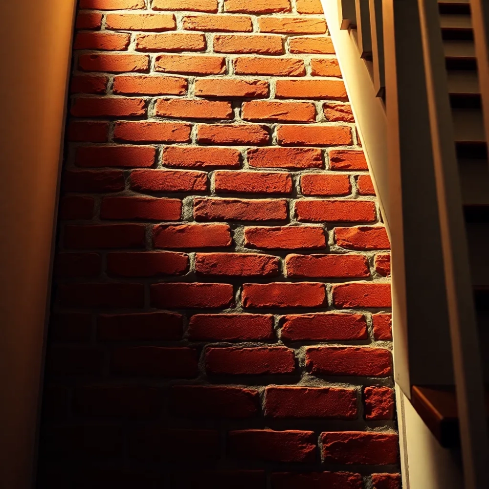 Cegła na klatce schodowej