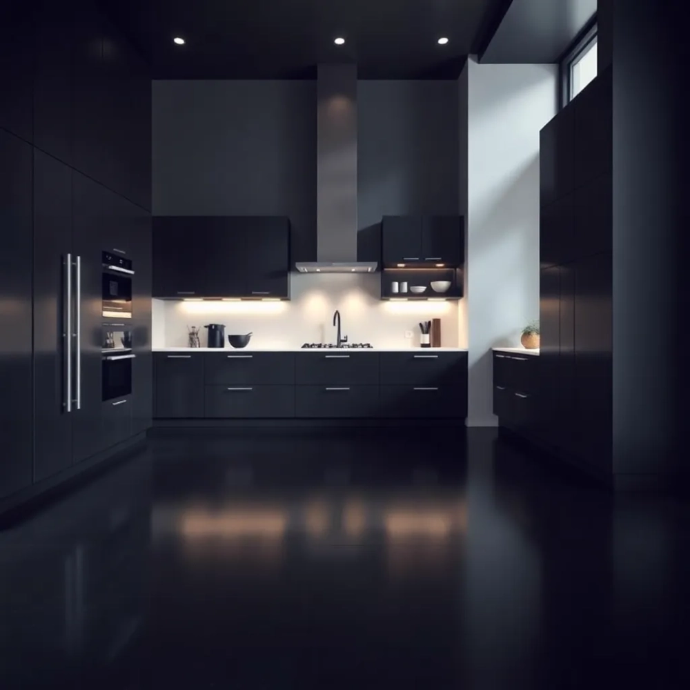 Ciemną podłoga w kuchni