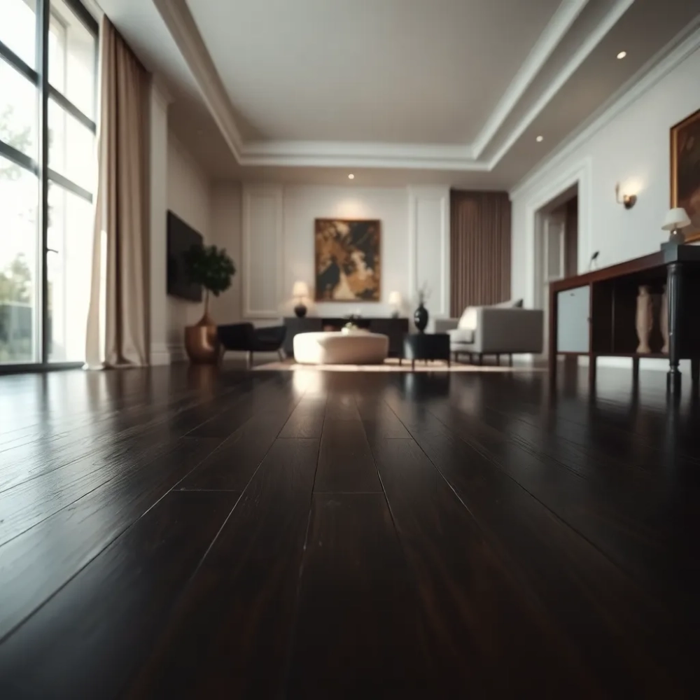 Ciemną podłoga w salonie