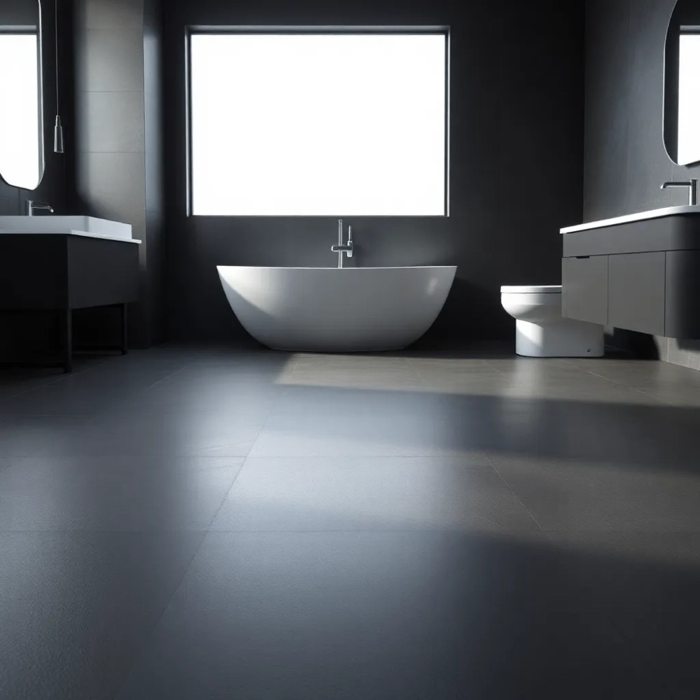 Czarna podłoga łazienka