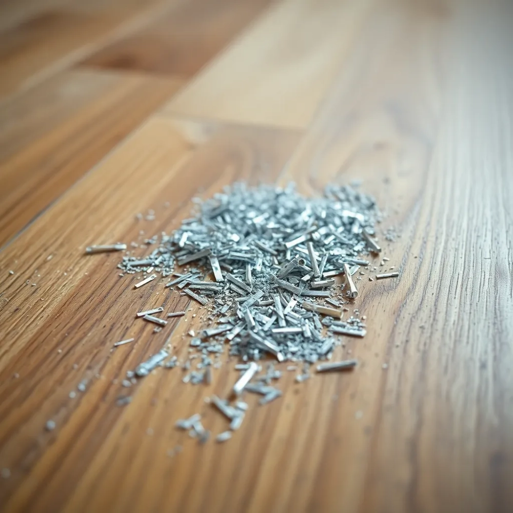 Czyszczenie drewnianej podłogi za pomocą metalowych opiłków