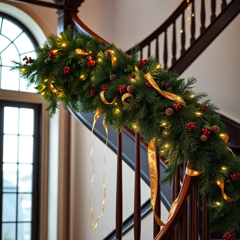 Dekoracja balustrady na Boże Narodzenie