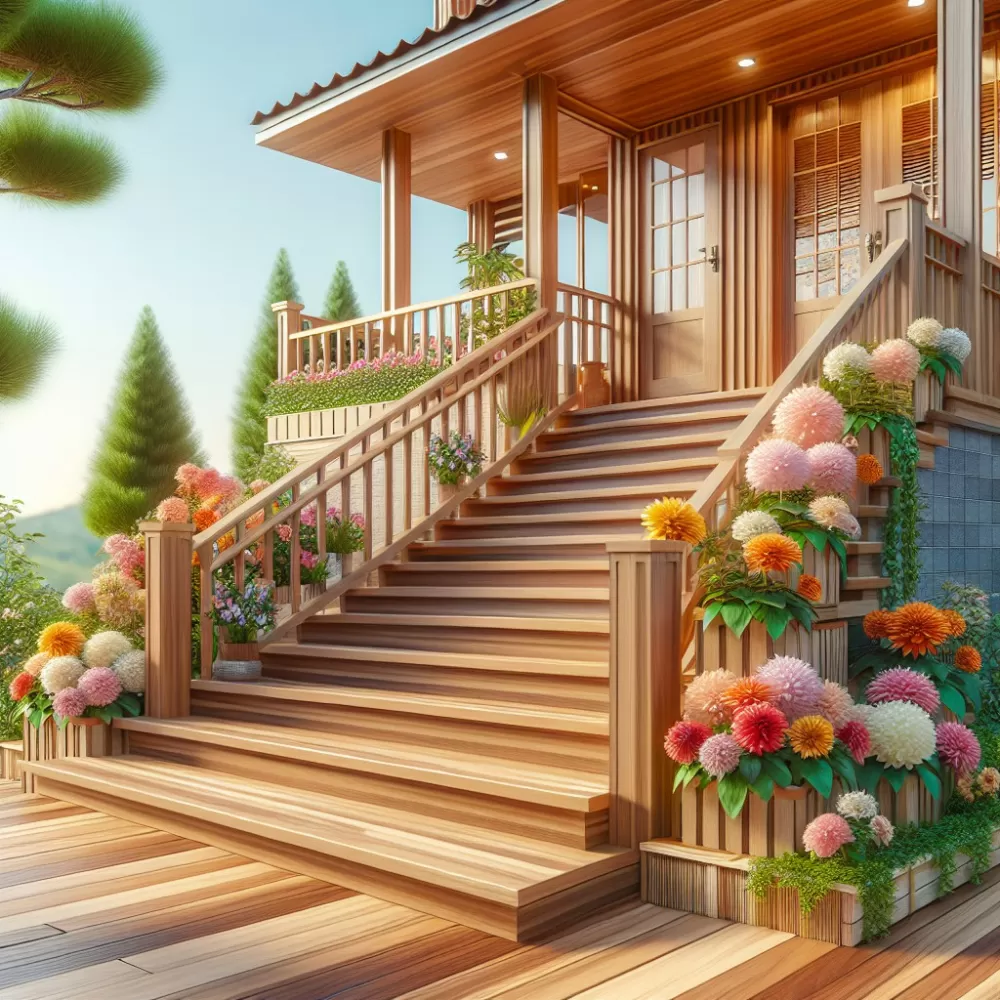 drewniane schody wejściowe do domu