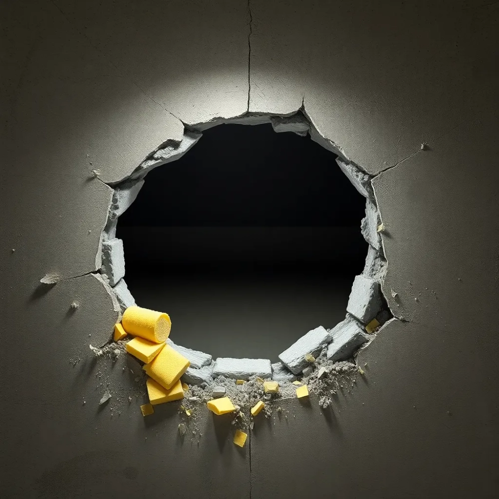 Dziura w suficie betonowym