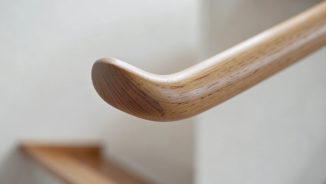 Ergonomiczny kształt drewnianej poręczy
