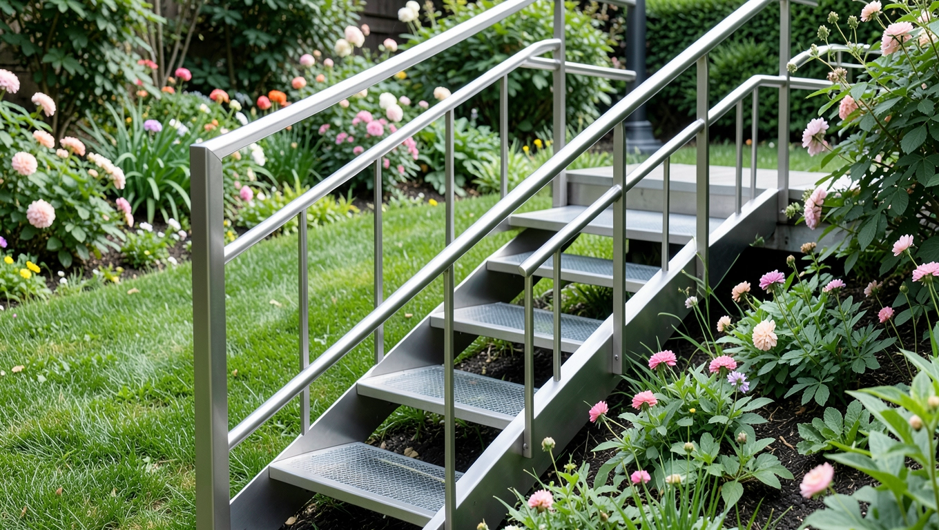 Estetyka poręczy schodowej zewnętrznej w ogrodzie