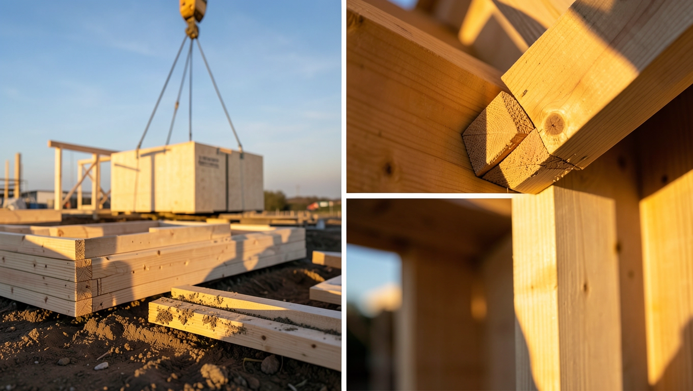 Etapy budowy z prefabrykatu drewnianego