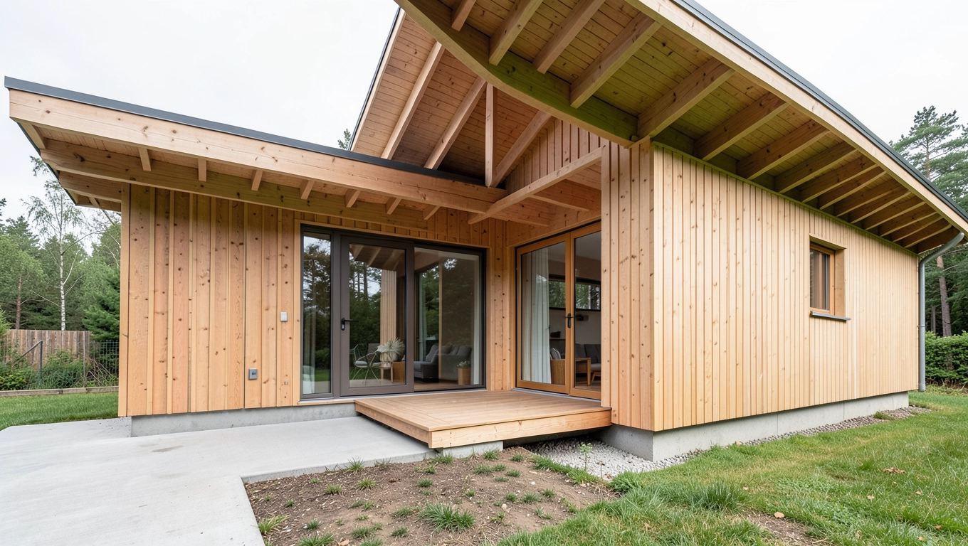 Integralny taras w projektach domów prefabrykowanych