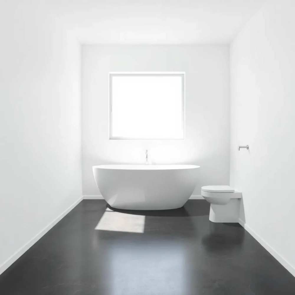 Jasną łazienka z ciemną podłoga