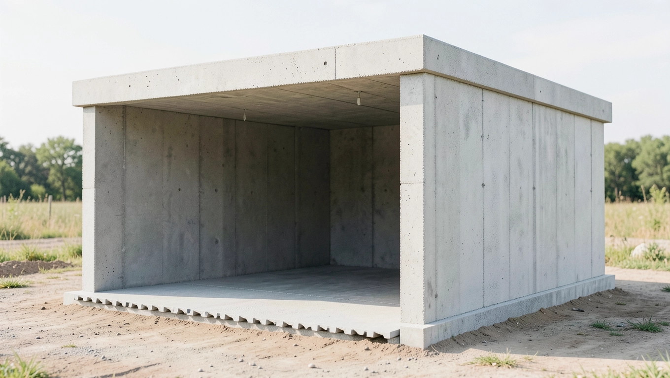 Konstrukcja modułowa garażu z prefabrykatów betonowych