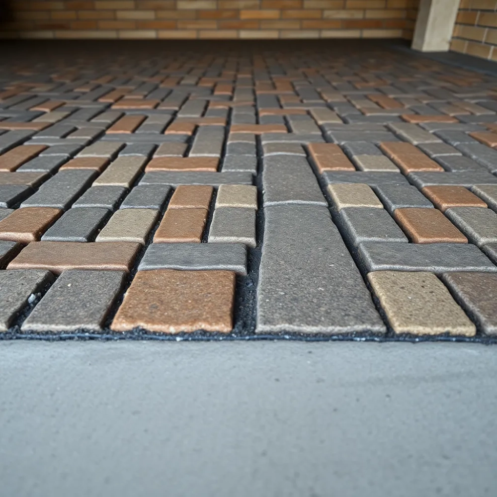 Kostka brukową w garażu na betonie