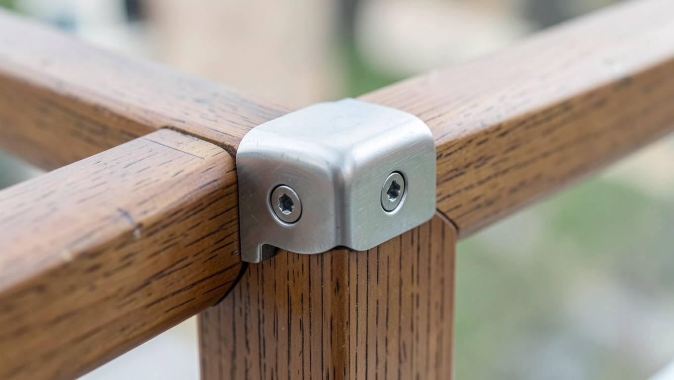 Łączniki kątowe do poręczy drewnianej