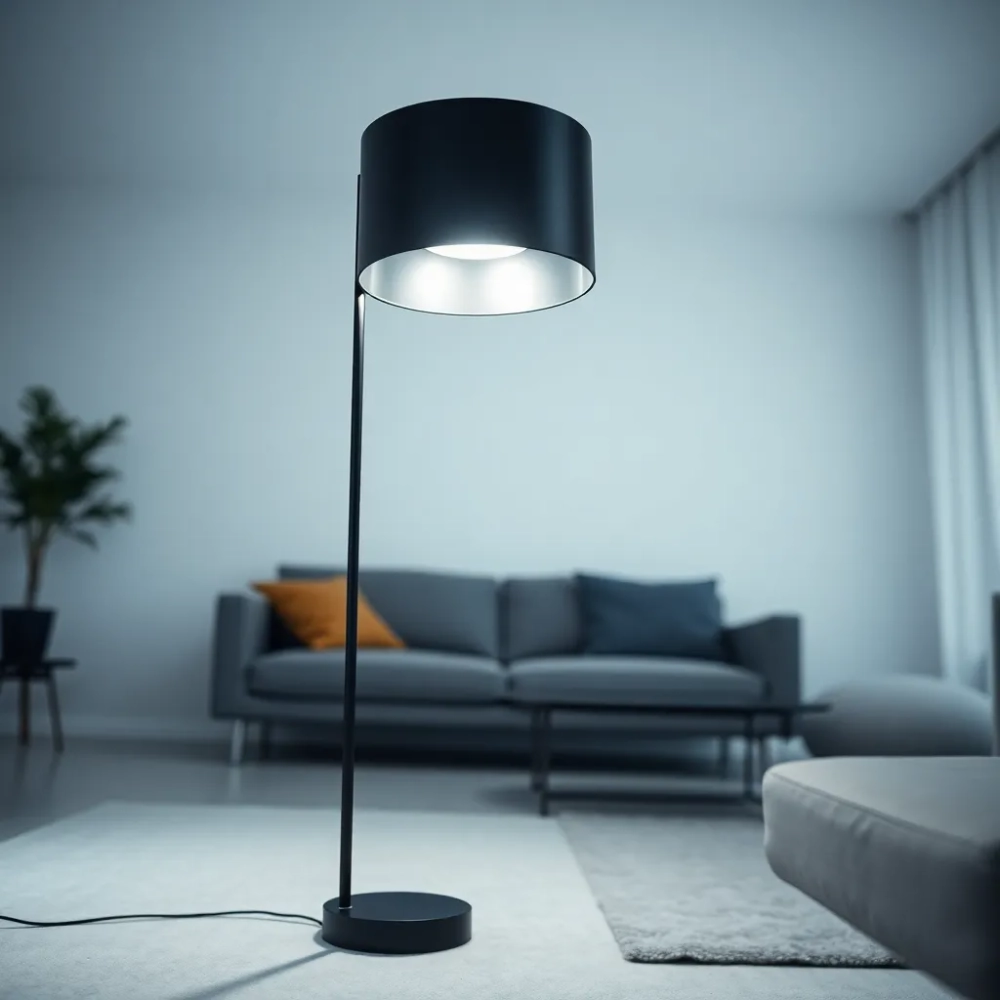 Lampa podłogowa czarna Nowoczesna