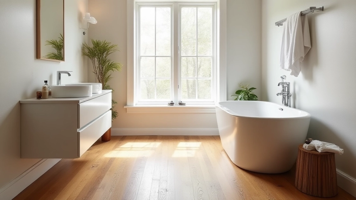 Łazienka na drewnianej podłodze