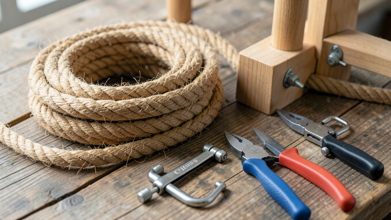 Materiały i narzędzia do poręczy z liny