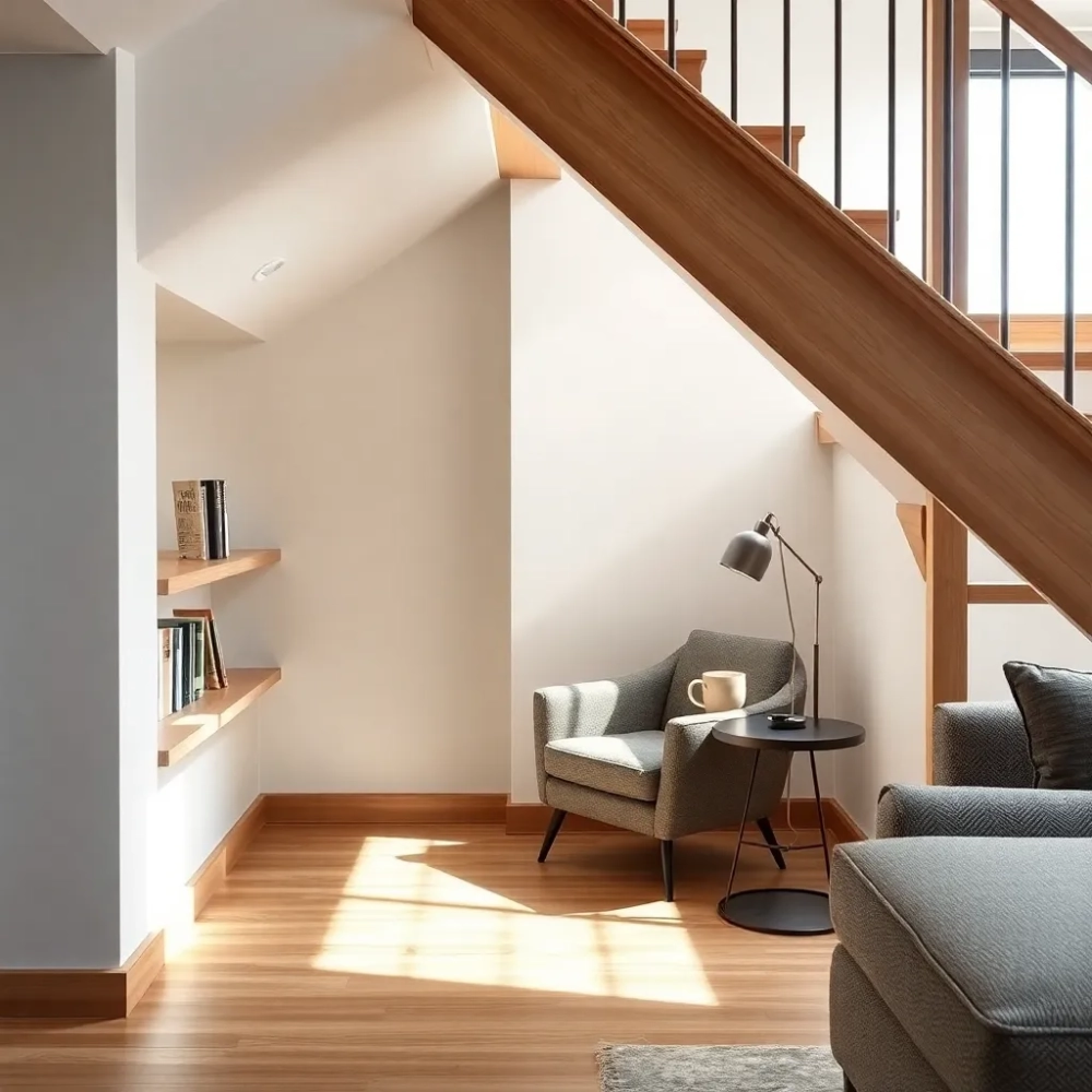 Miejsce pod schodami w salonie