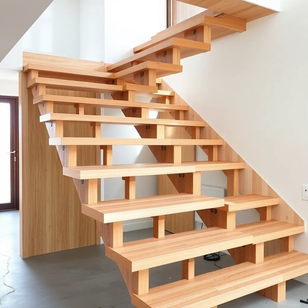 Montaż schodów drewnianych samonośnych