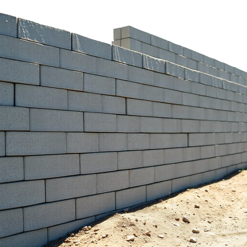 Murek oporowy z bloczków FUNDAMENTOWYCH