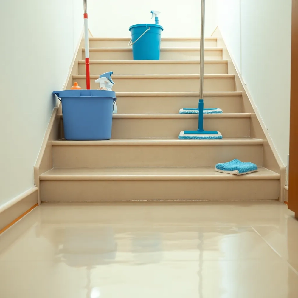 Mycie klatki schodowej w bloku