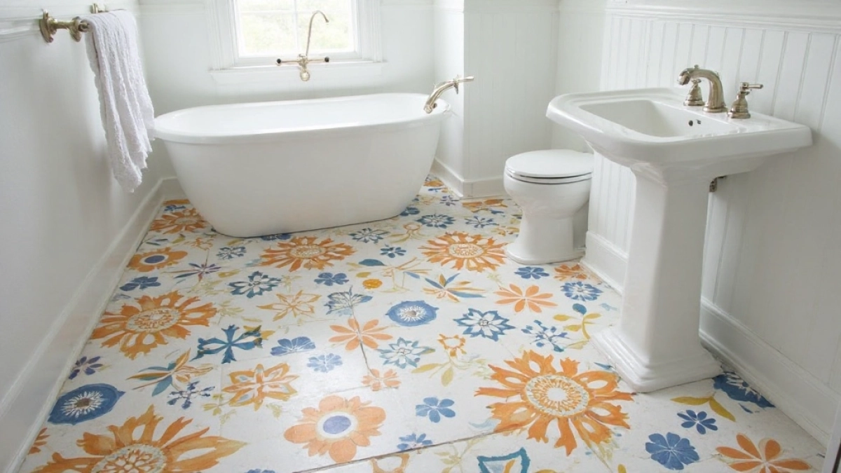 Naklejki na płytki podłogowe do łazienki