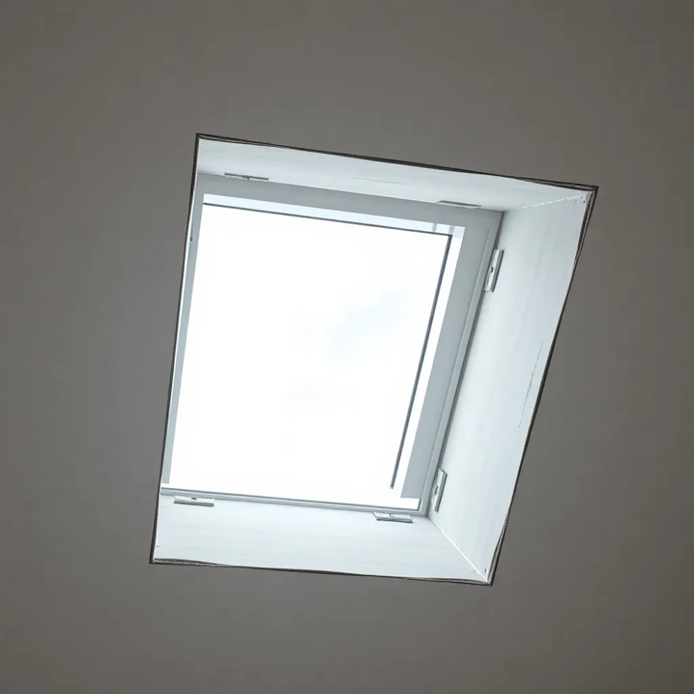 Obróbka okna dachowego w stropie betonowym