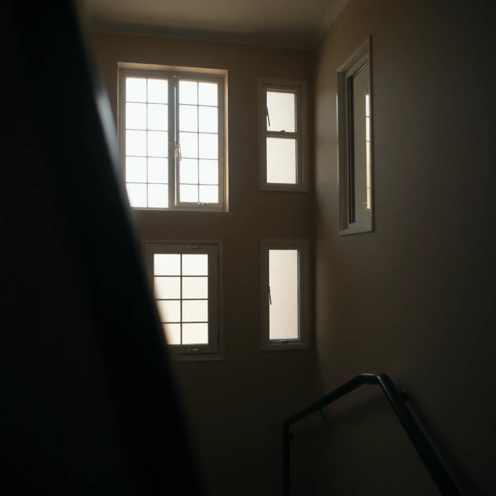 Okna na klatce schodowej w bloku