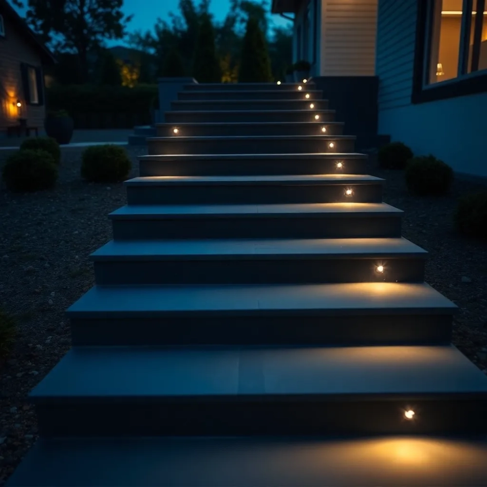 Oświetlenie schodów zewnętrznych z czujnikiem ruchu
