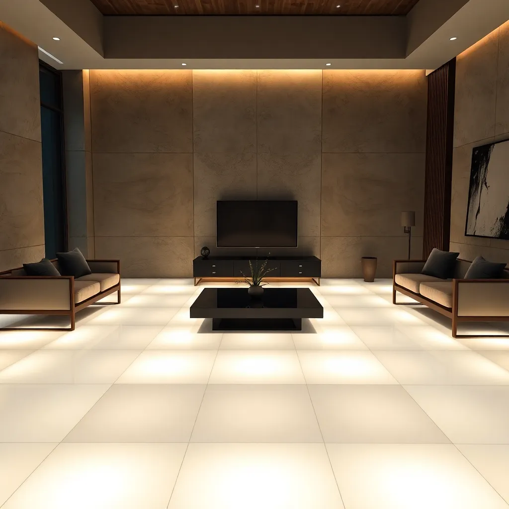 Podświetlana podłoga w salonie