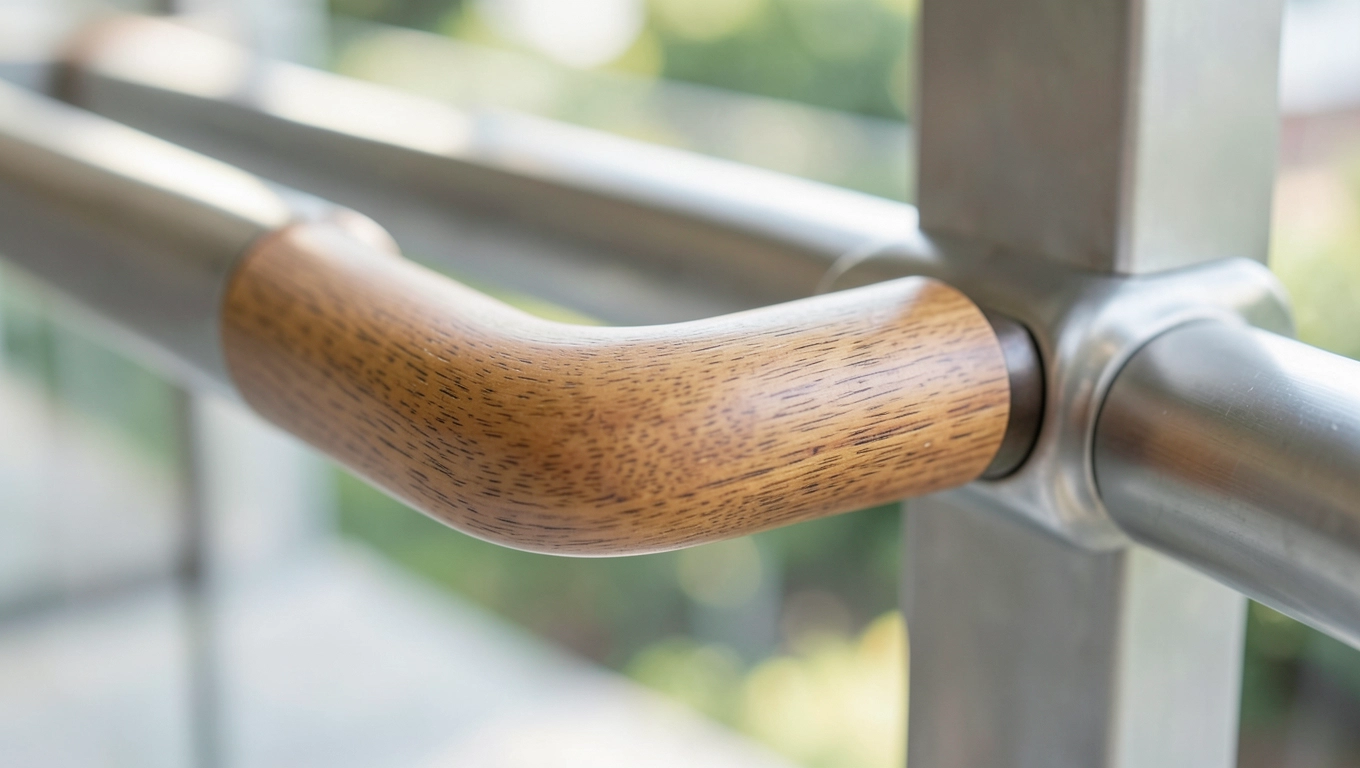 Poręcz drewniana 4m w balustradach metalowych