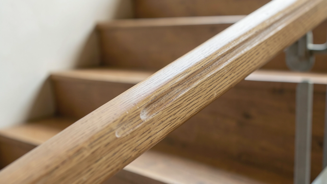 Poręcz drewniana z rowkiem ratuje na schodach