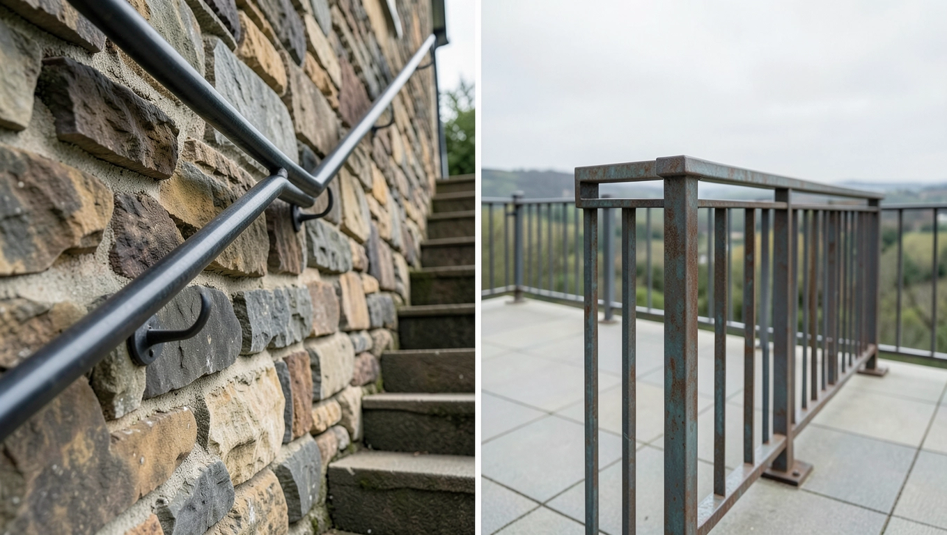 Poręcze ścienne i balustradowe schodowe zewnętrzne