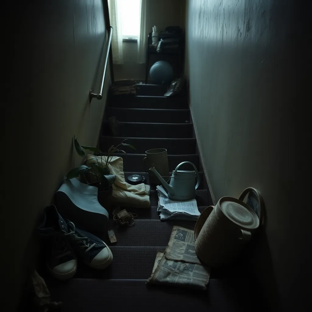 Rzeczy pozostawione na klatce schodowej