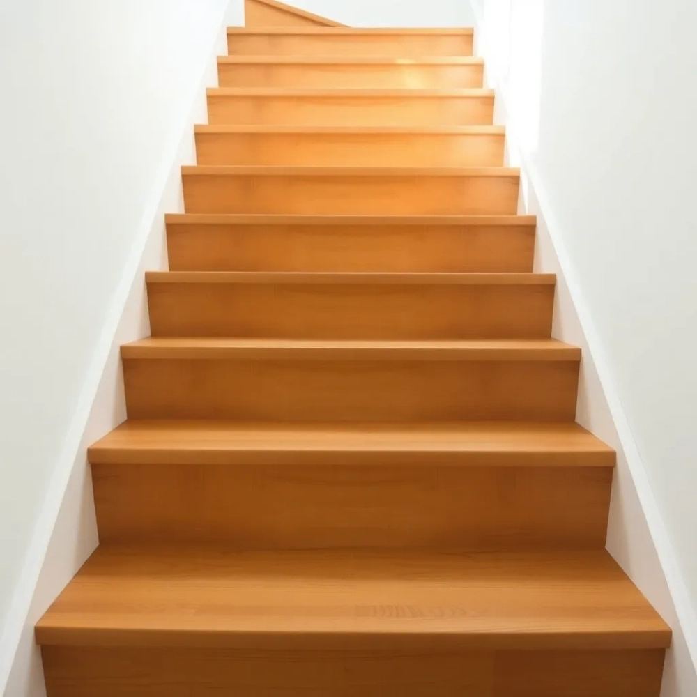 Schody jesionowe z białymi podstopniami