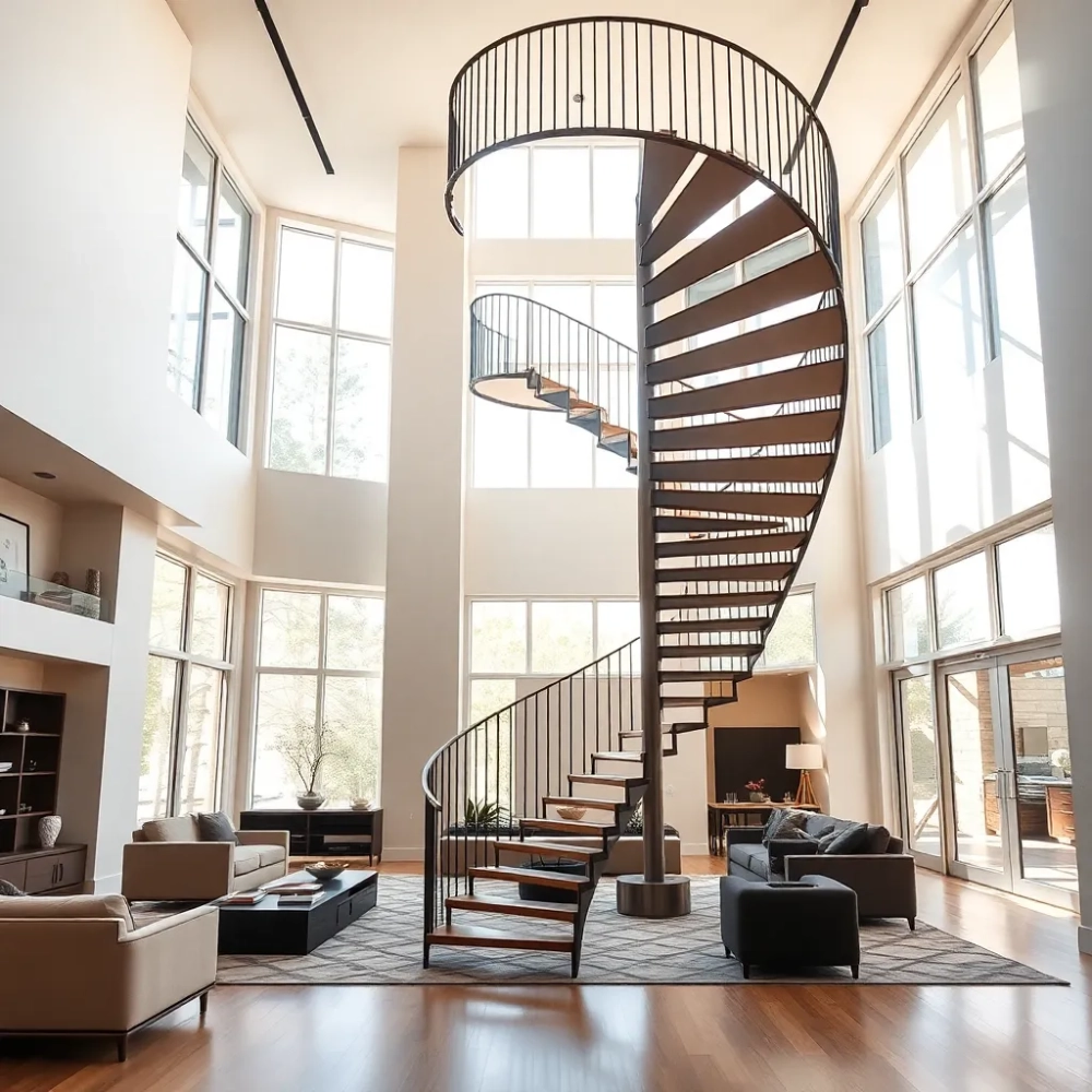 Schody kręcone w salonie