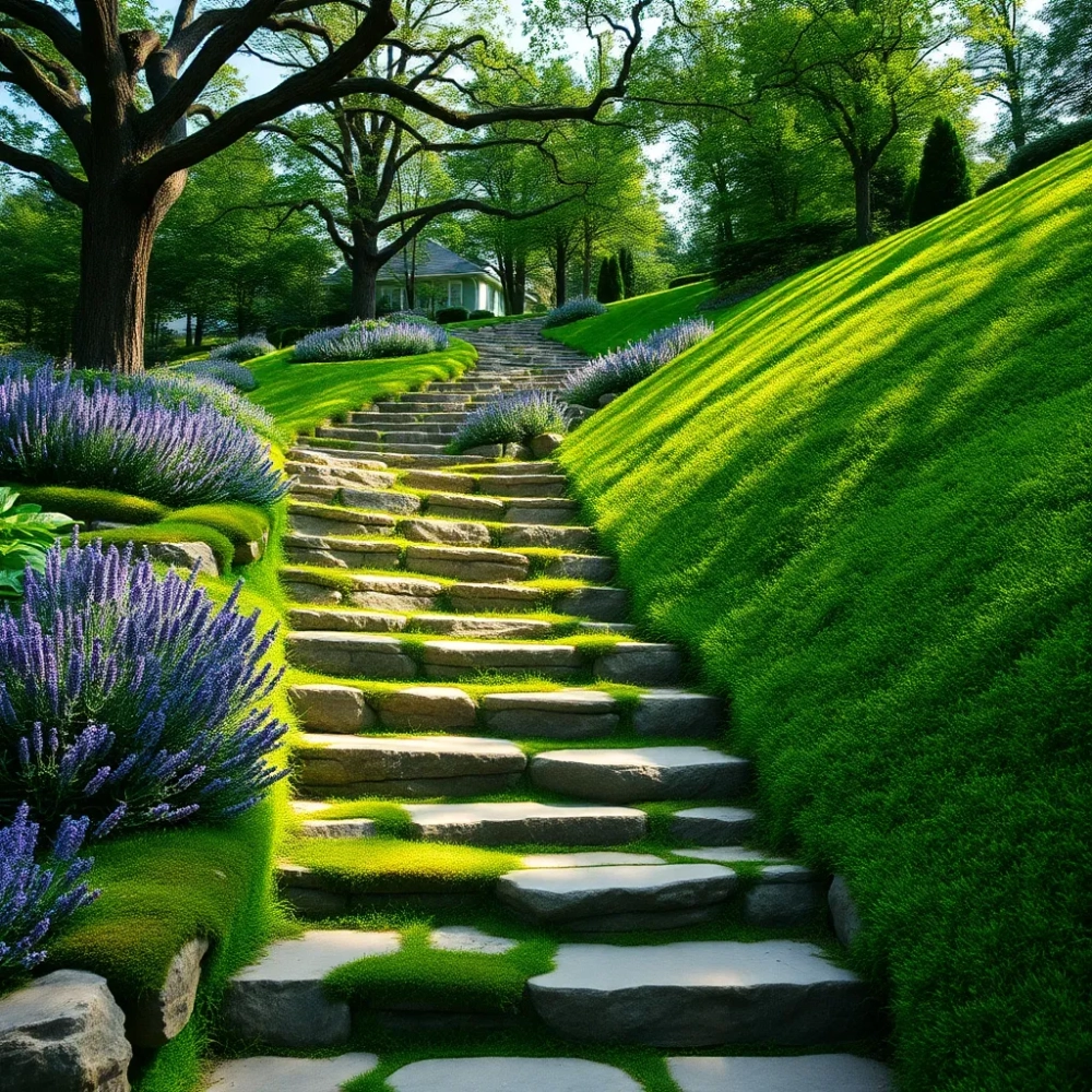 Schody na skarpie w ogrodzie