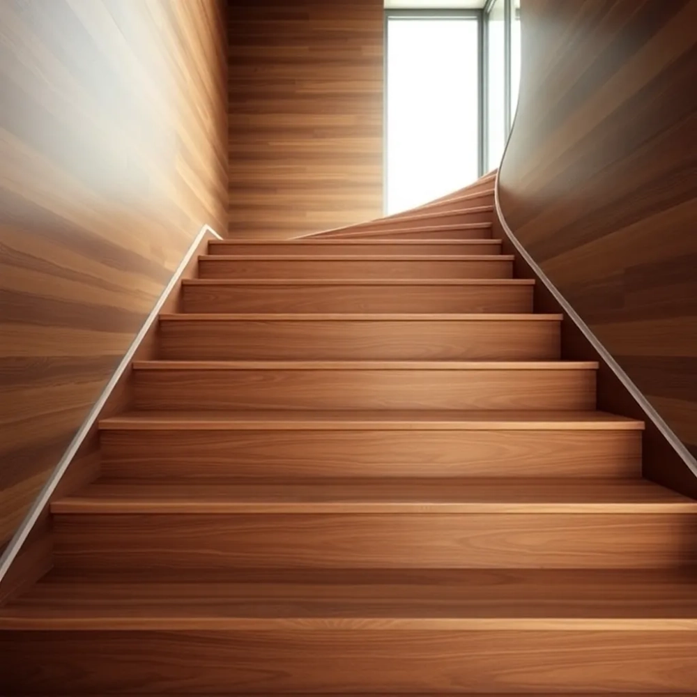 Schody wewnętrzne z płytek drewnopodobnych