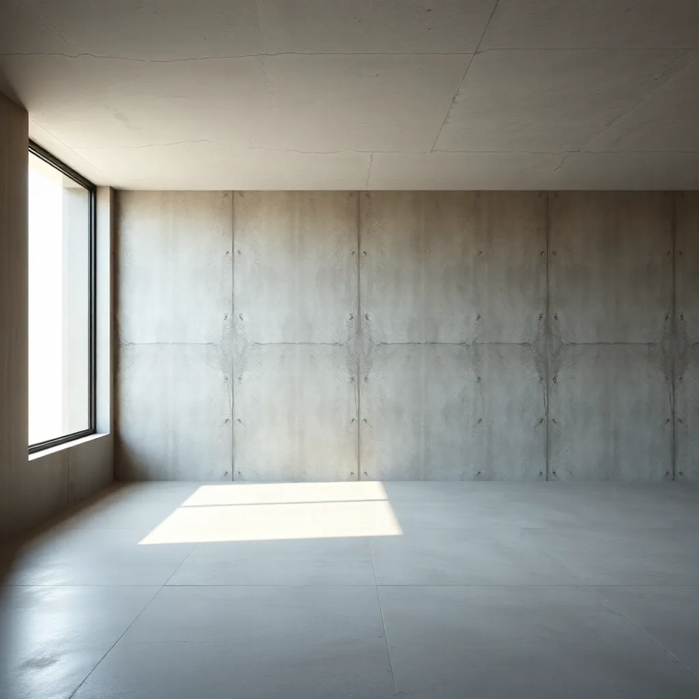 Ściany betonowe w salonie