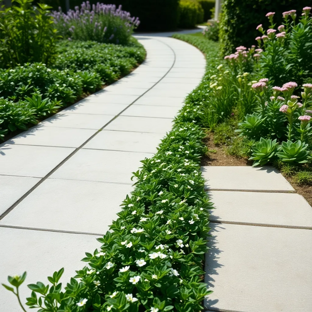 Ścieżka z płyt betonowych w ogrodzie