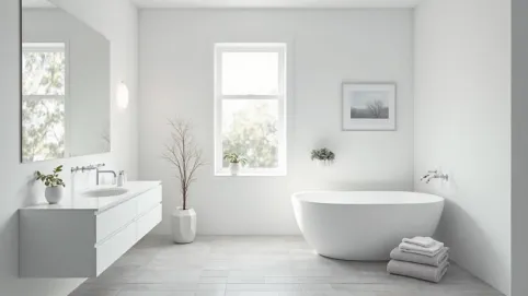 biała łazienka szara podłoga