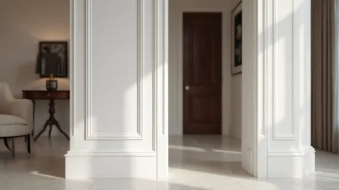 białe listwy przypodłogowe ciemne drzwi