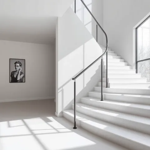 Biały mikrocement na schody