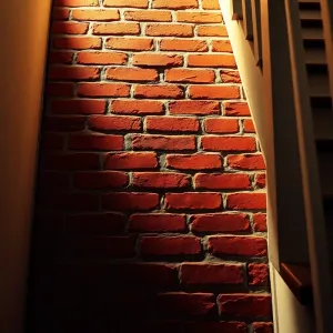 Cegła na klatce schodowej