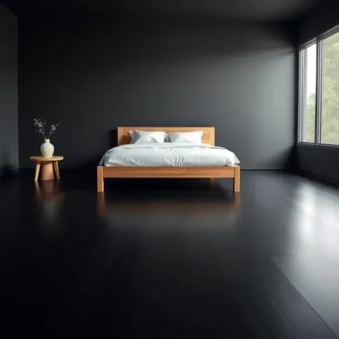 Czarna podłoga w sypialni
