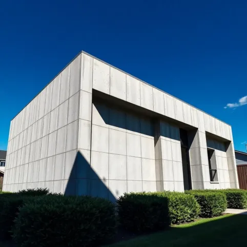 Dom z płyt betonowych ogrodzeniowych